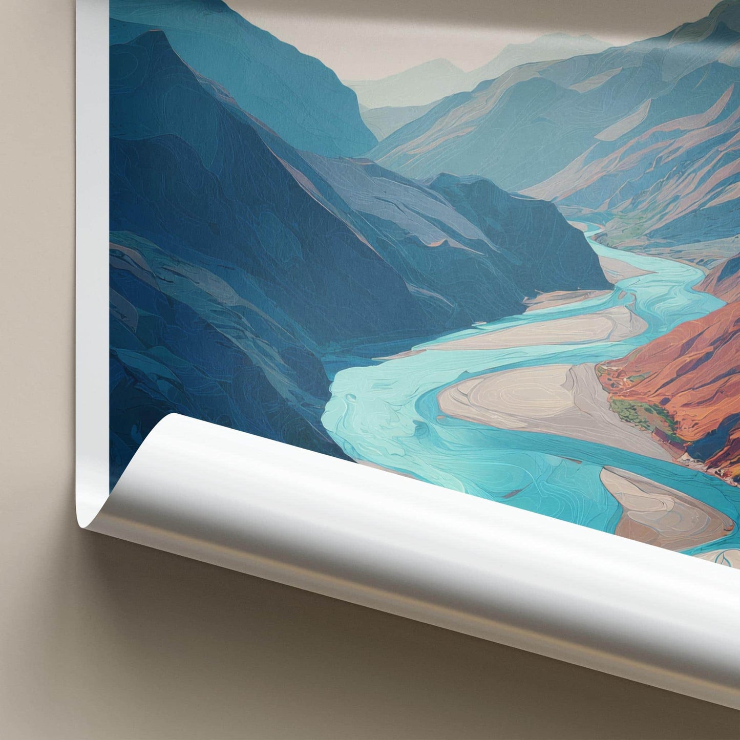 Yarlung Tsangpo Poster - Tibet Travel Art - Winding River Valley Home Decor
