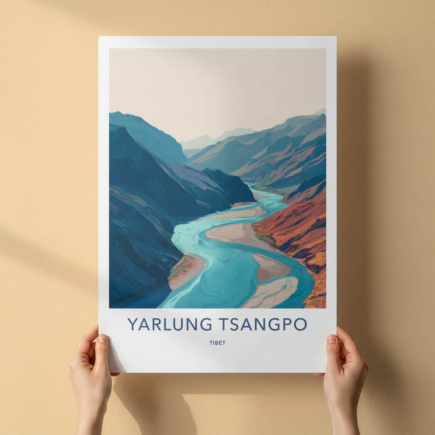 Yarlung Tsangpo Poster - Tibet Travel Art - Winding River Valley Home Decor
