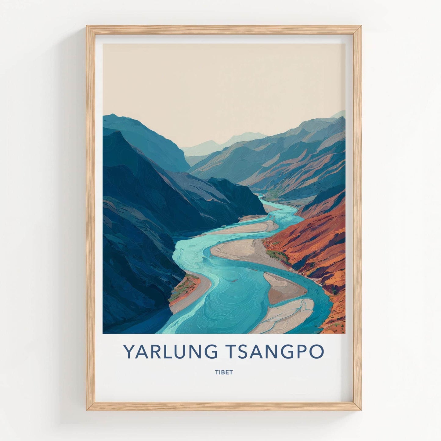 Yarlung Tsangpo Poster - Tibet Travel Art - Winding River Valley Home Decor