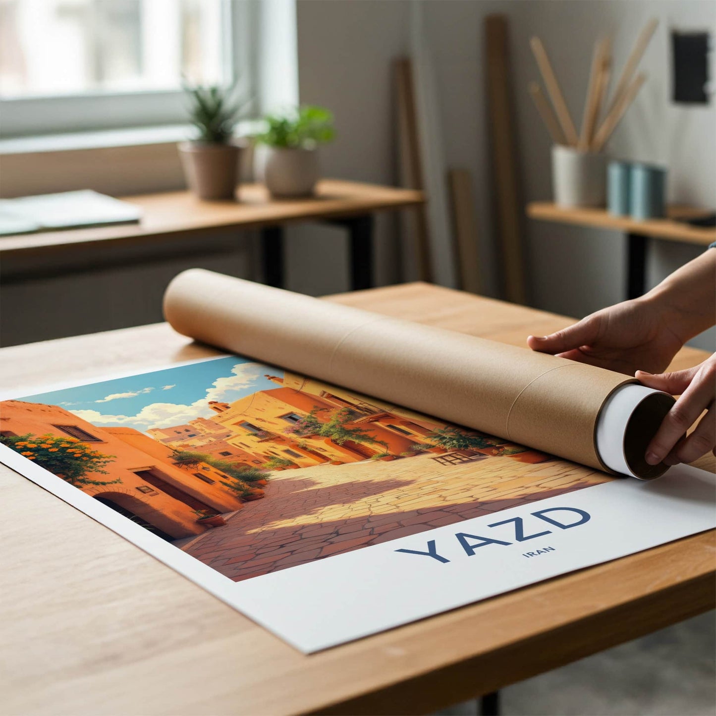 Yazd Poster - Iran Travel Art - Warm Historic Street Home Decor