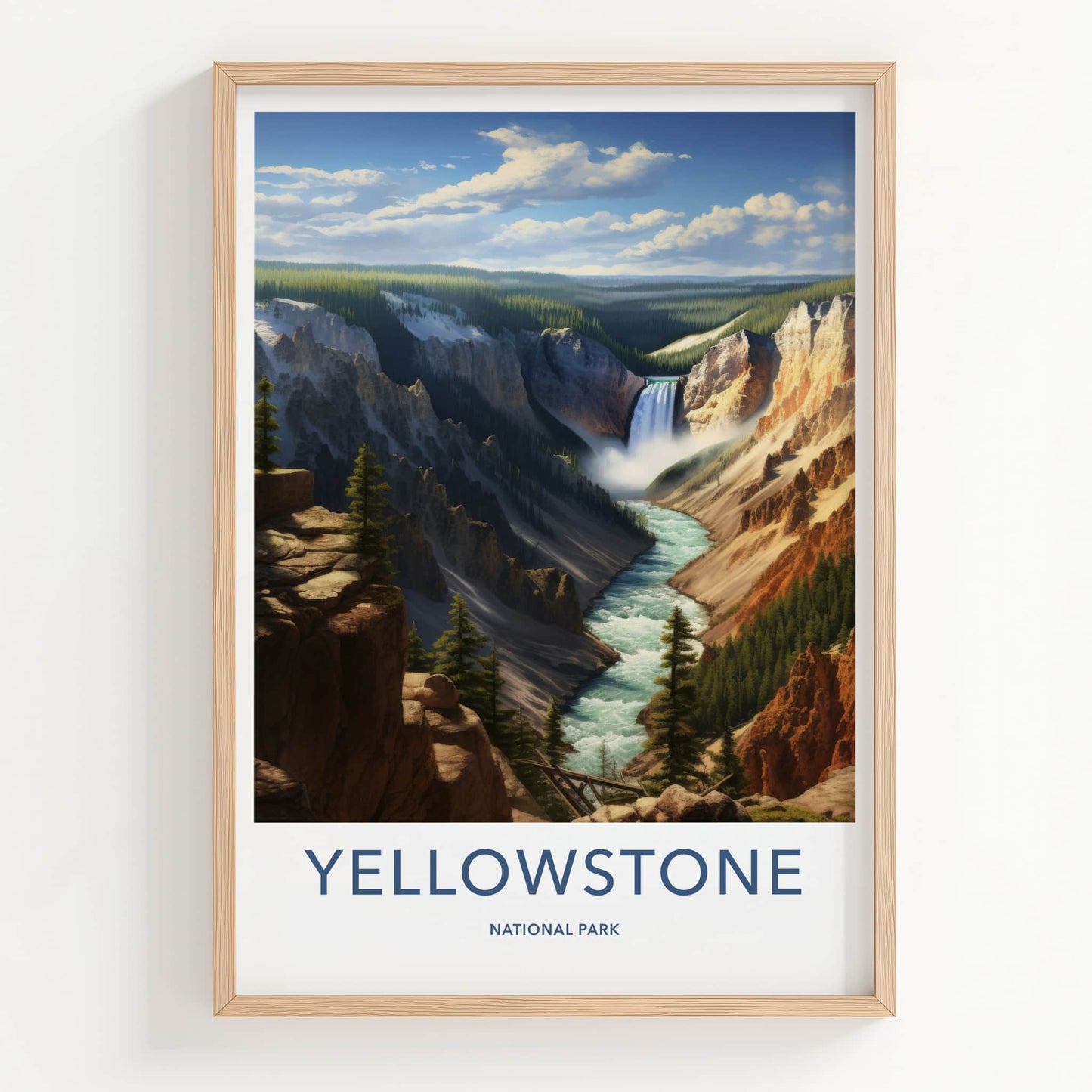 Yellowstone National Park Poster - Wyoming Wall Art - Grand Canyon Falls Home Art