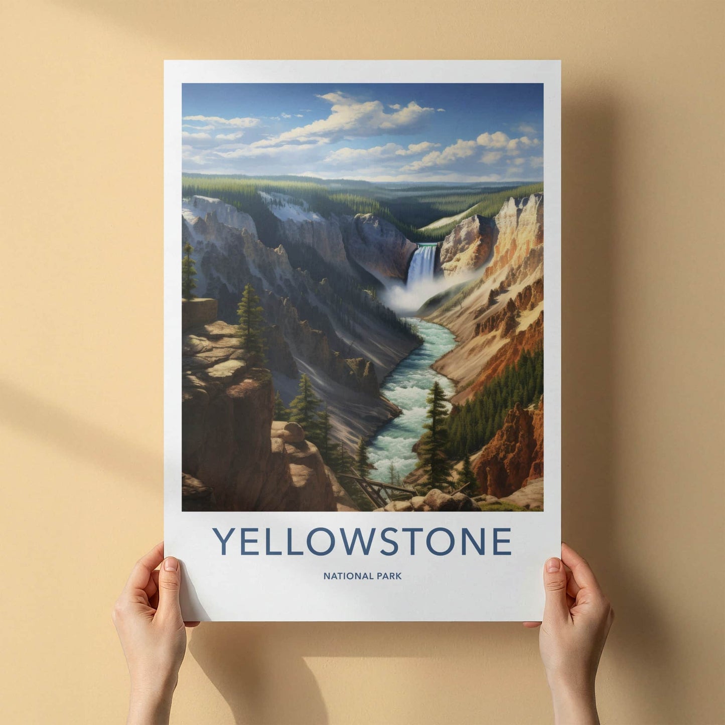 Yellowstone National Park Poster - Wyoming Wall Art - Grand Canyon Falls Home Art