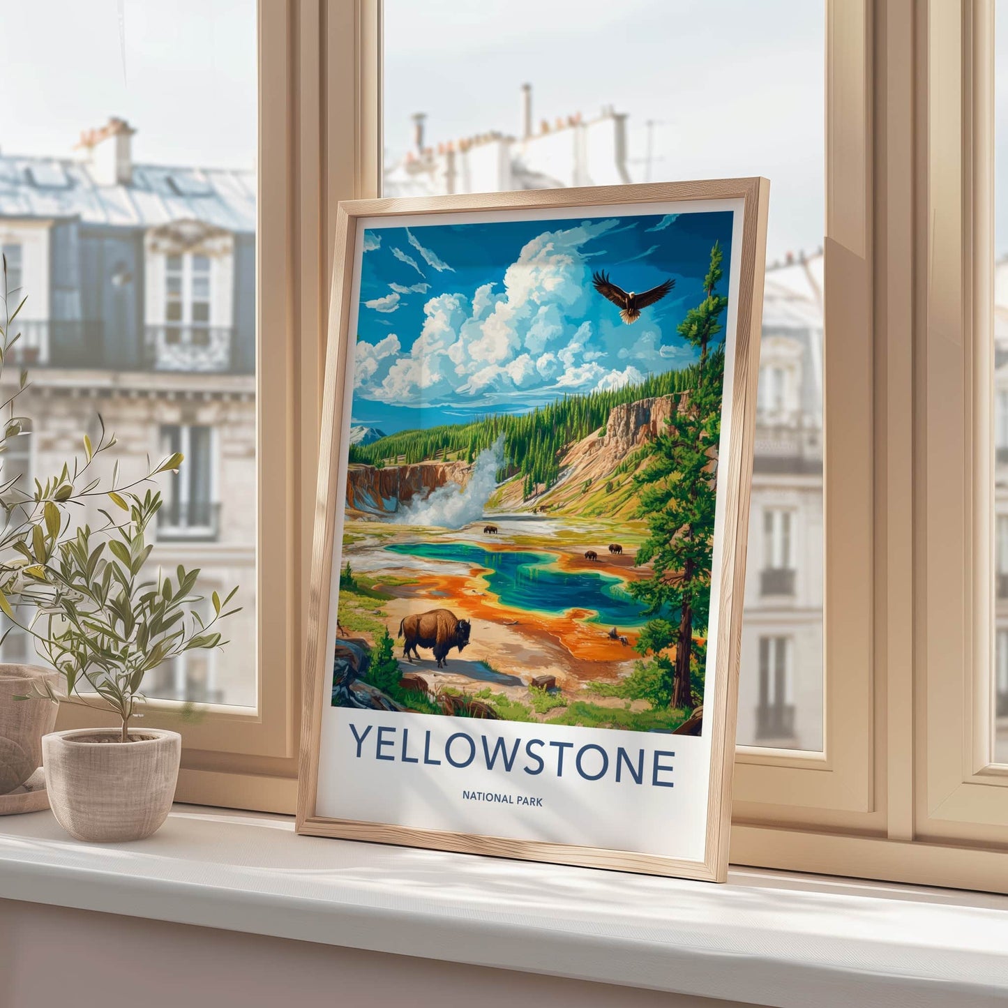Yellowstone Poster - Wyoming Travel Print - Colorful Thermal Spring Home Decor