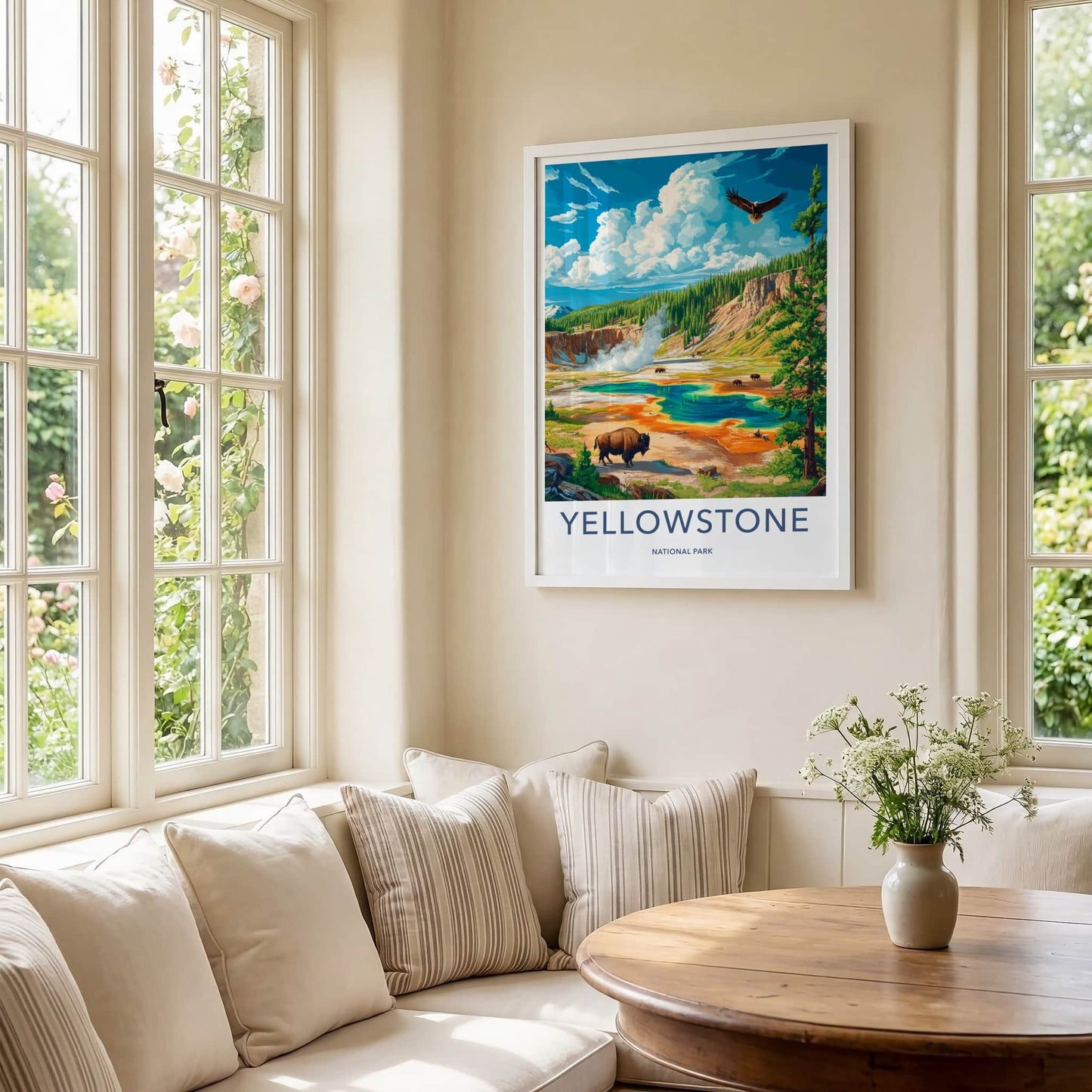 Yellowstone Poster - Wyoming Travel Print - Colorful Thermal Spring Home Decor