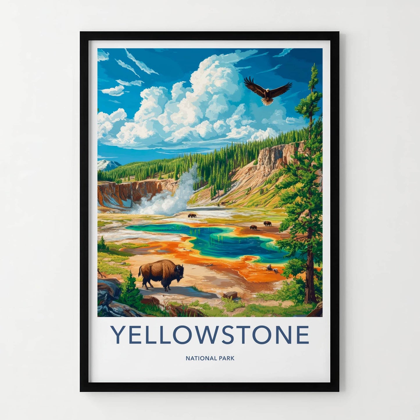 Yellowstone Poster - Wyoming Travel Print - Colorful Thermal Spring Home Decor