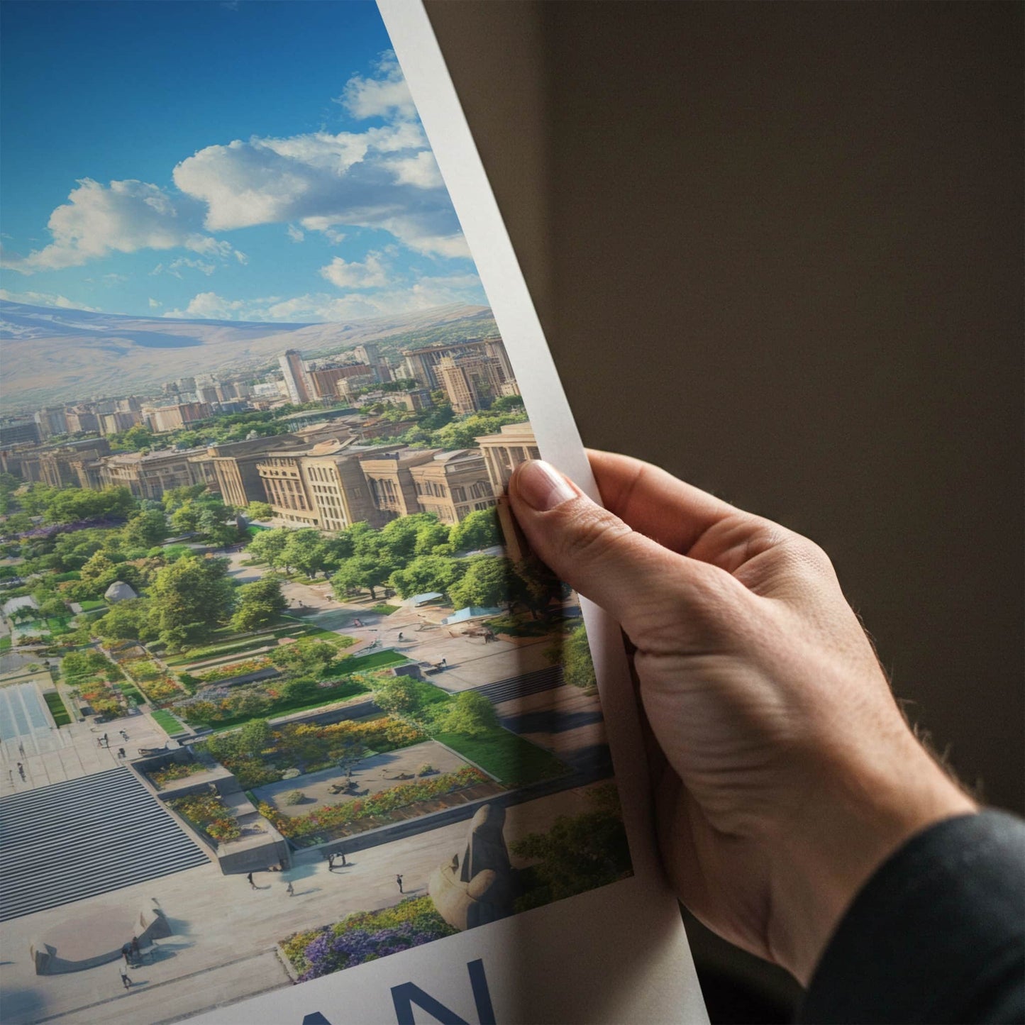 Yerevan Poster - Armenia Travel Art - Mountain City Cascade Home Decor