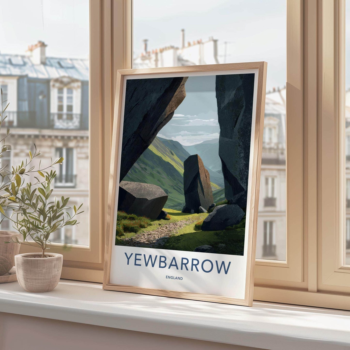 Yewbarrow Poster - England Travel Art - Rocky Valley Path Home Decor