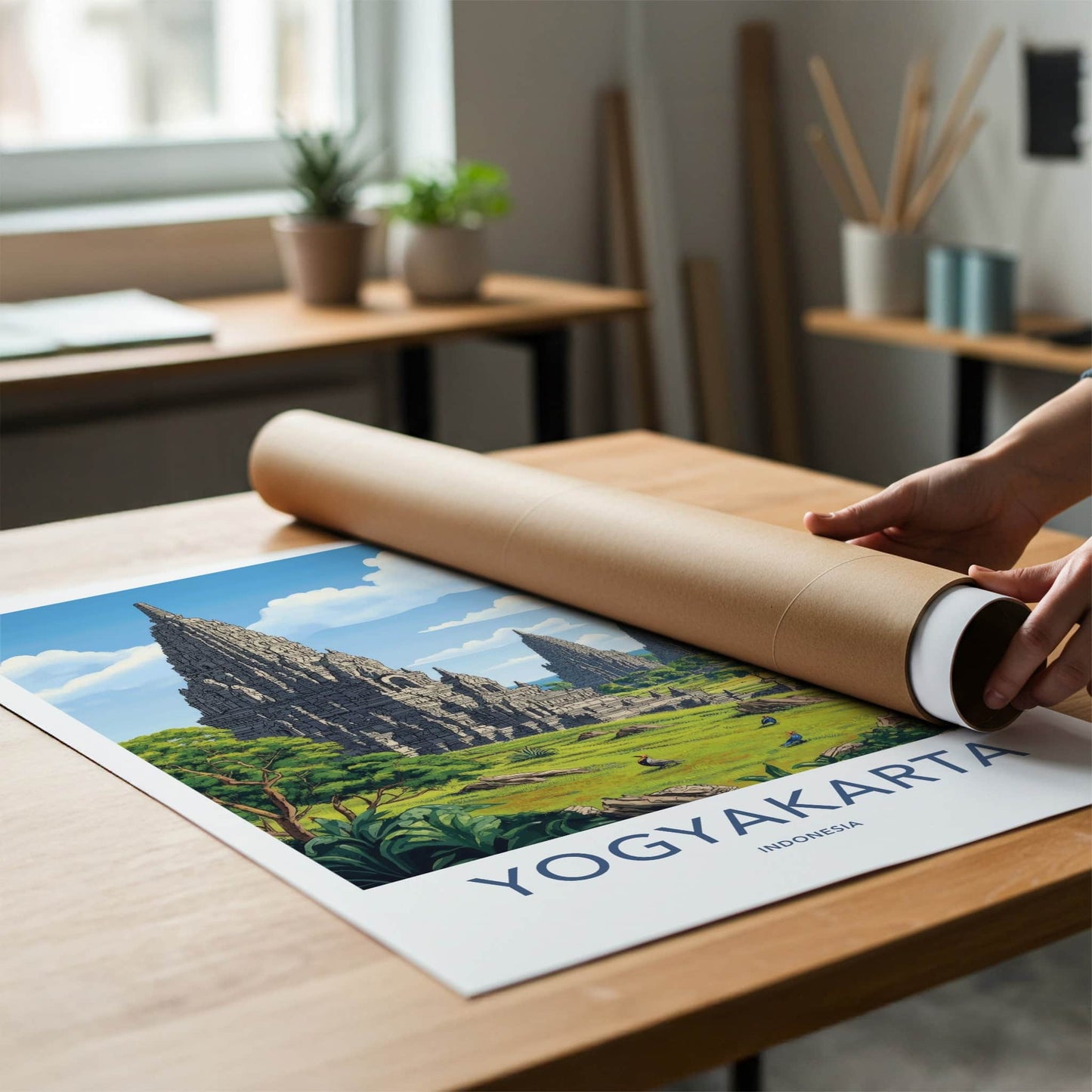 Yogyakarta Poster - Indonesia Travel Art - Ancient Stone Temples Wall Decor