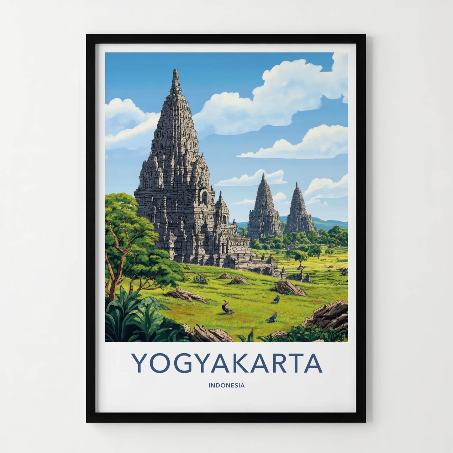 Yogyakarta Poster - Indonesia Travel Art - Ancient Stone Temples Wall Decor