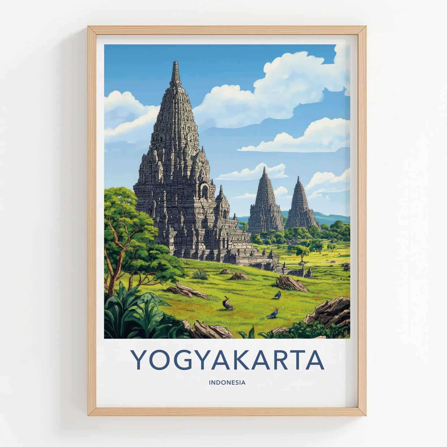 Yogyakarta Poster - Indonesia Travel Art - Ancient Stone Temples Wall Decor