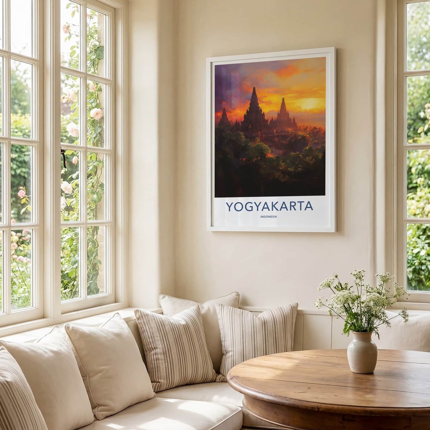 Yogyakarta Poster - Indonesia Travel Art - Ancient Temple Sunset Home Decor