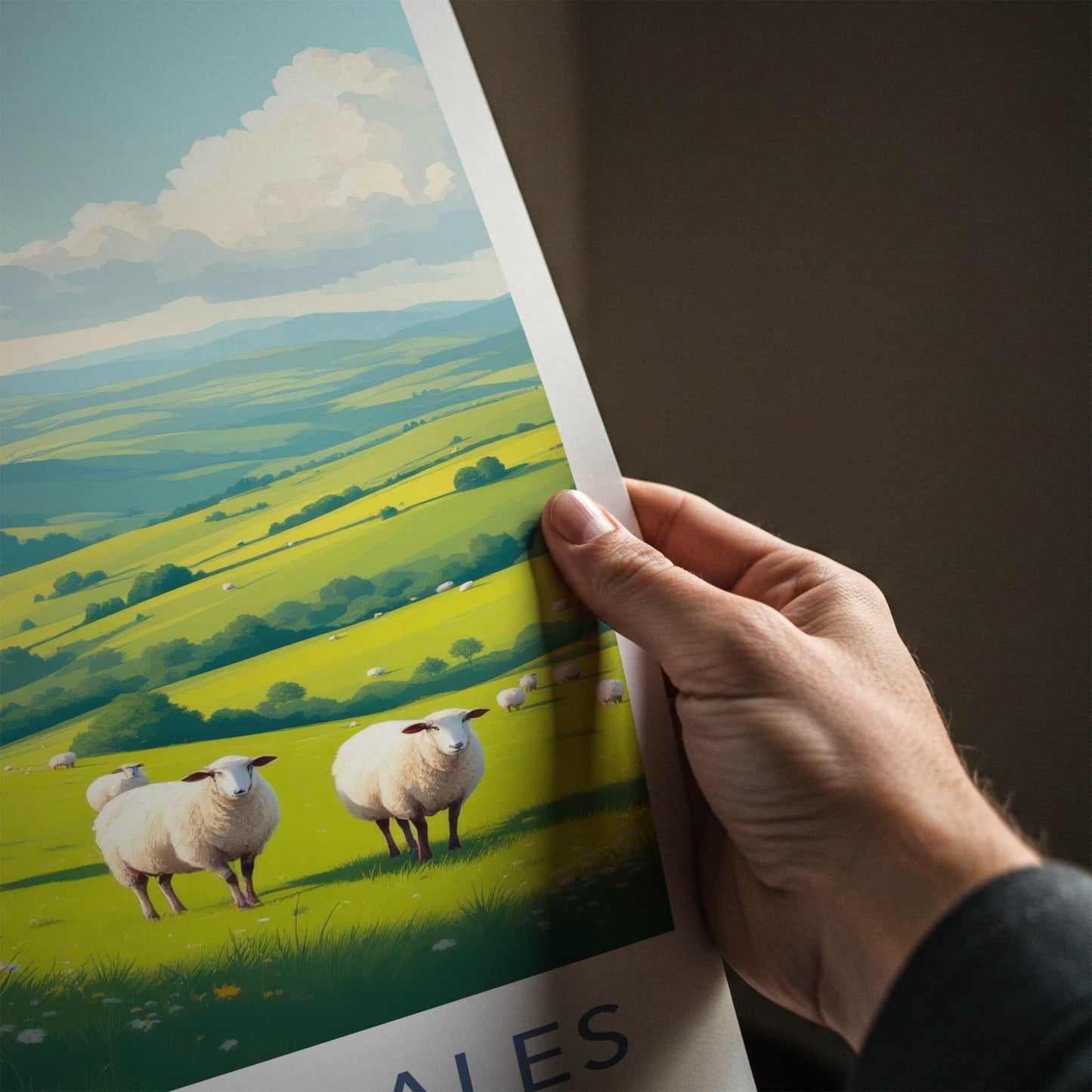 Yorkshire Dales Poster - England Travel Art - Sunny Meadow Sheep Home Decor