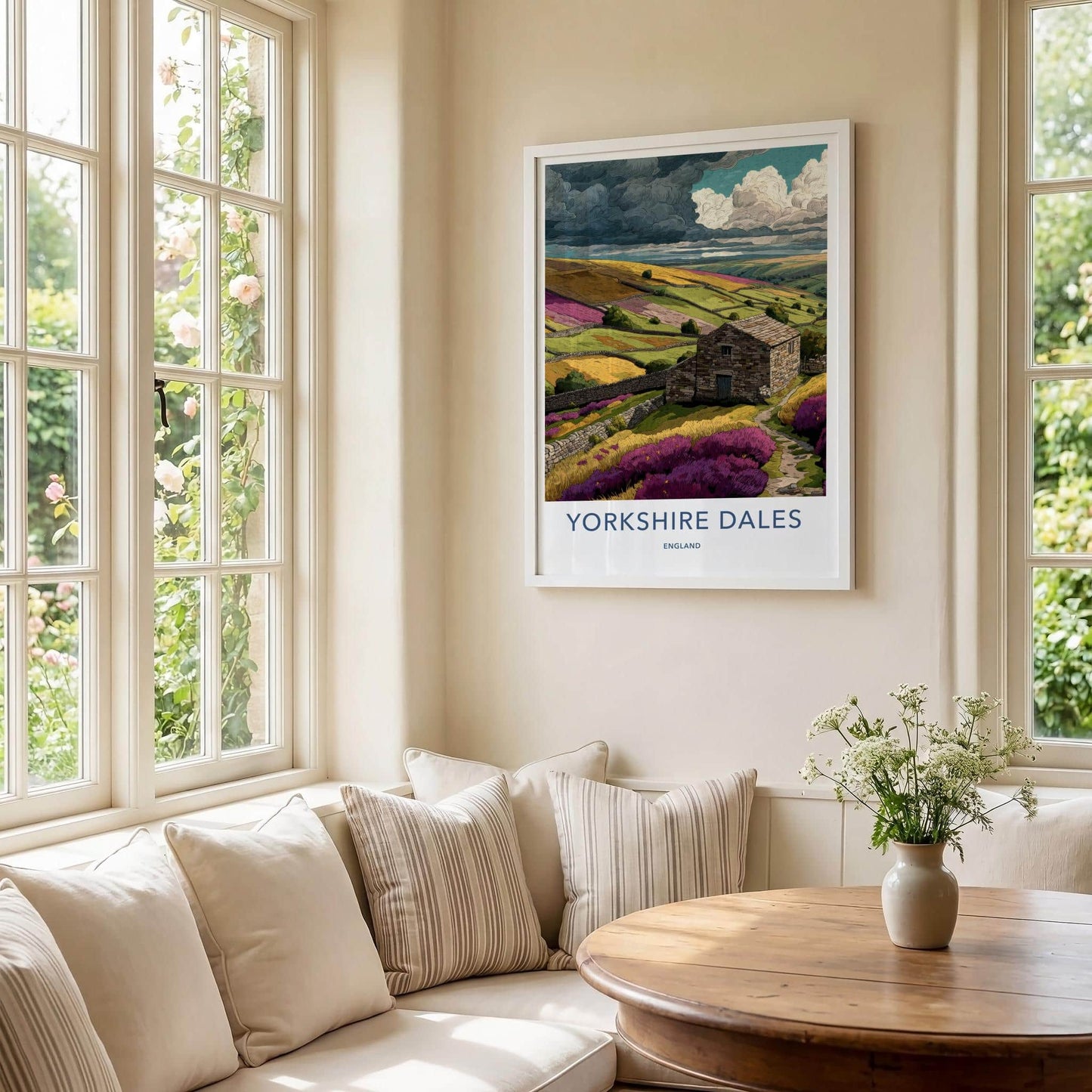 Yorkshire Dales Poster - England Wall Art - Stone Barn Fields Home Decor