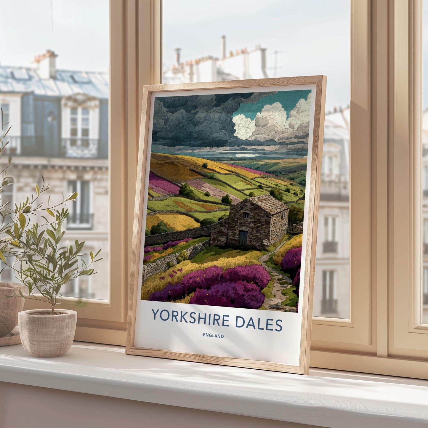 Yorkshire Dales Poster - England Wall Art - Stone Barn Fields Home Decor