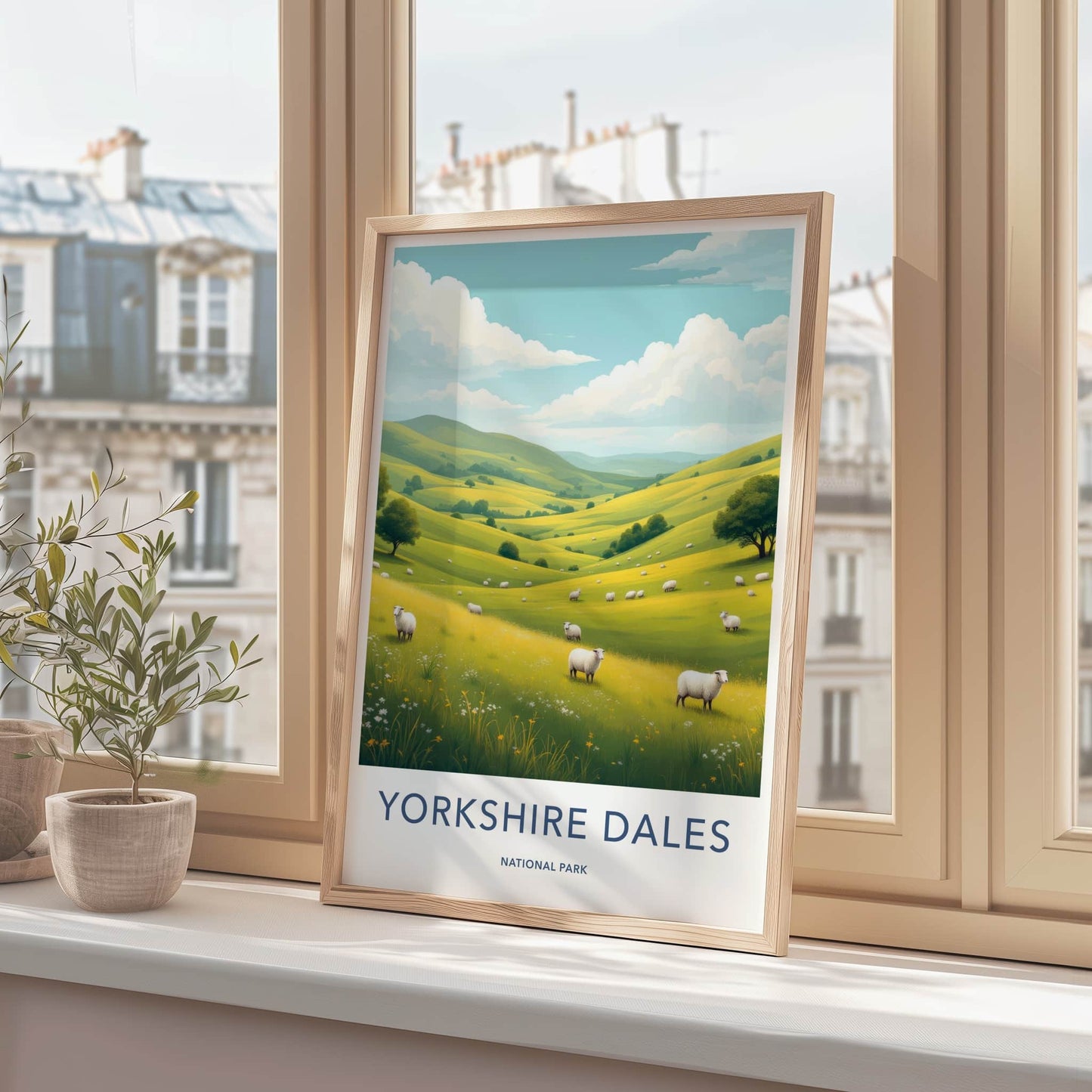 Yorkshire Dales Poster - United Kingdom Art Print - Rolling Hills Sheep Gift