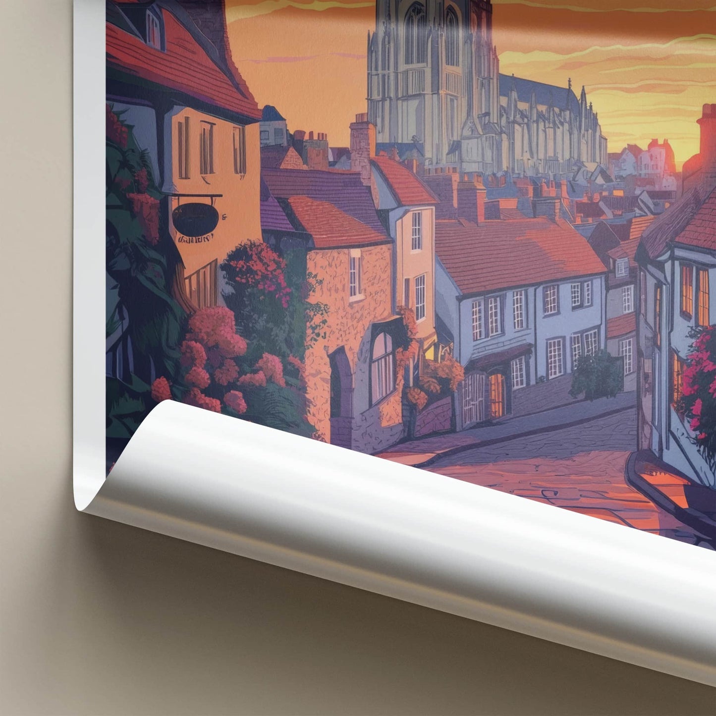 Yorkshire Poster - England Travel Art - Grand Minster Sunset Home Decor