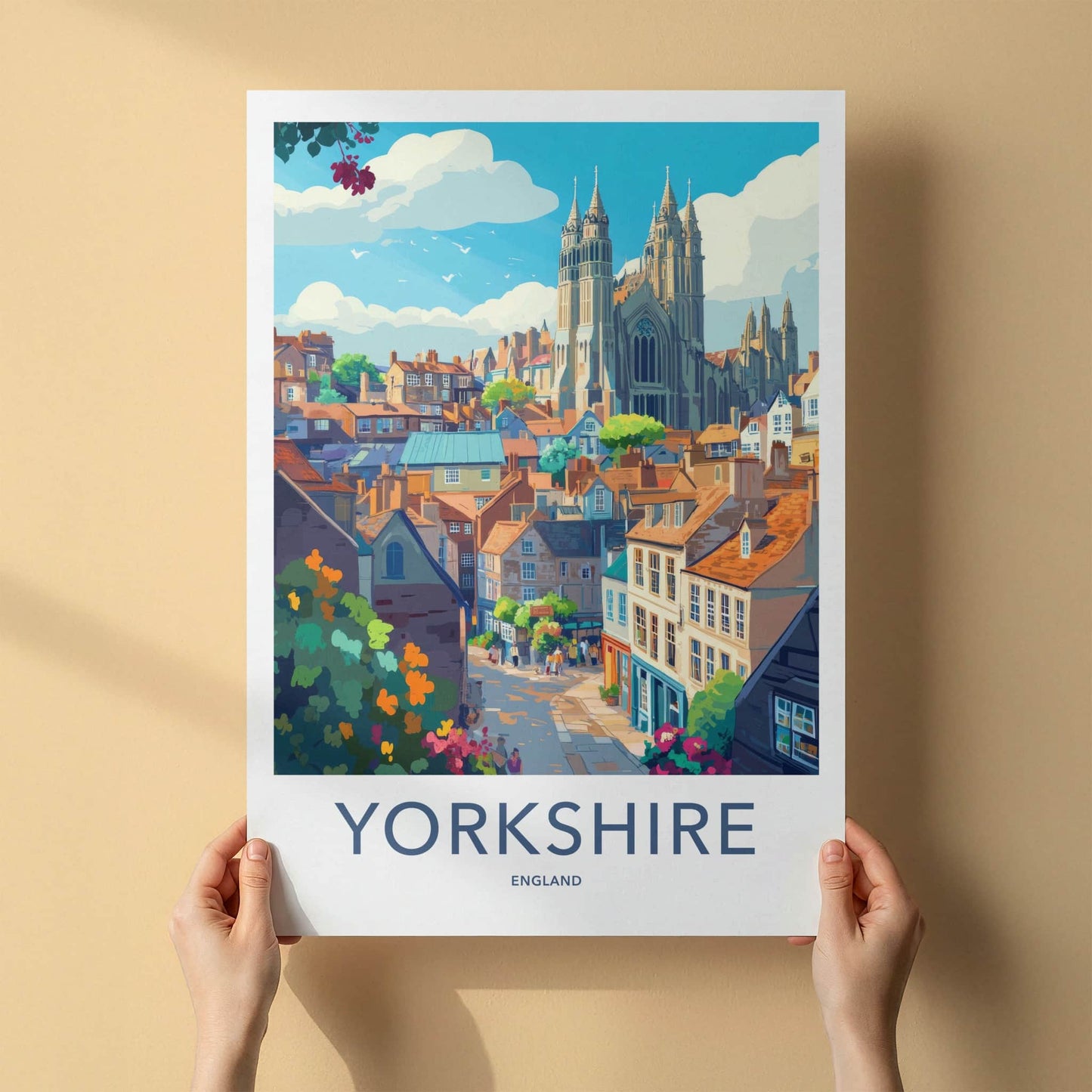 Yorkshire Poster - England Travel Art - Historic City View Home Decor