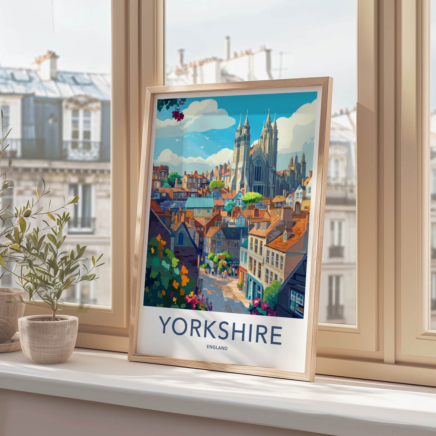 Yorkshire Poster - England Travel Art - Historic City View Home Decor