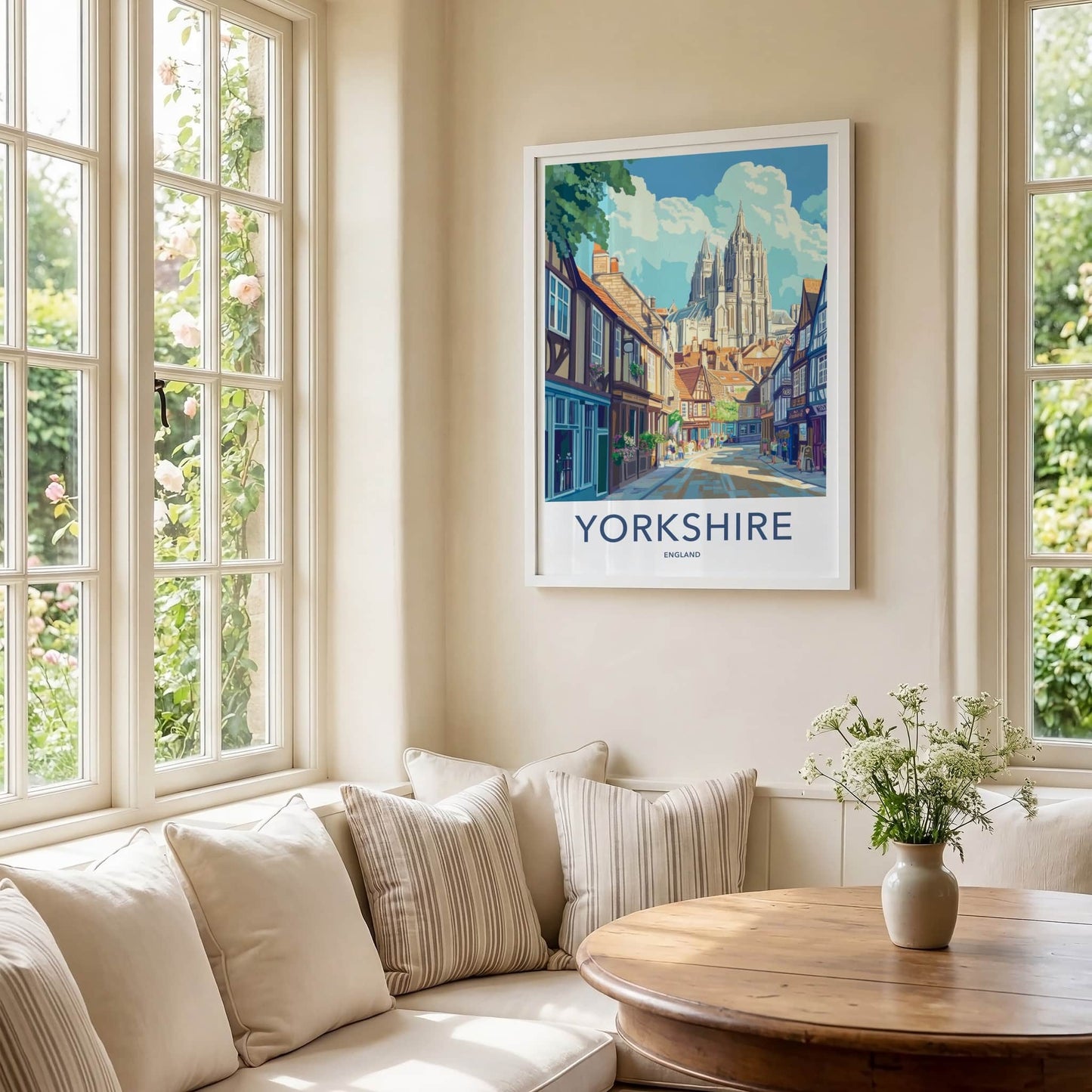 Yorkshire Poster - England Travel Art - Historic Street Cathedral Home Decor