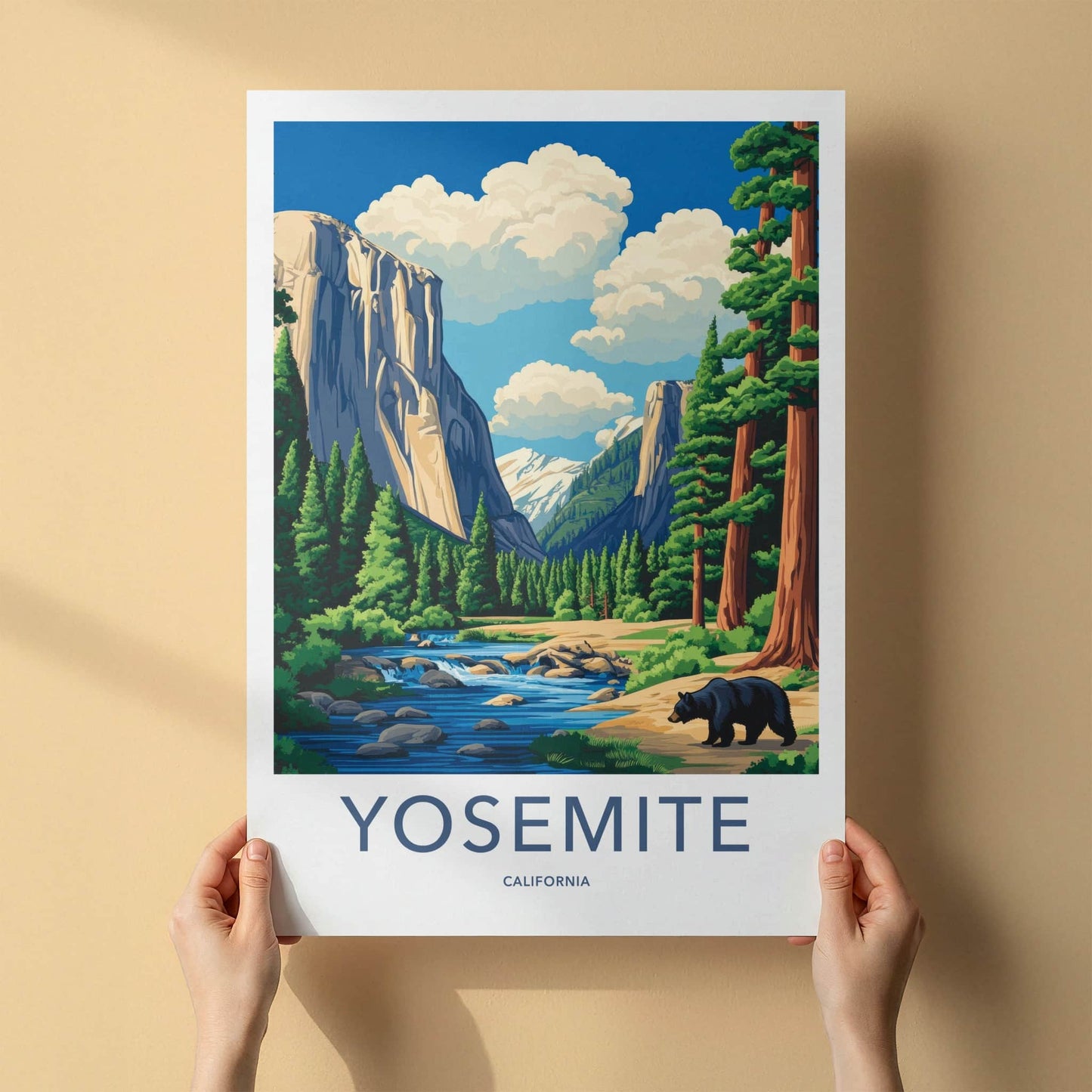 Yosemite Poster - California Art Print - Black Bear River Home Decor