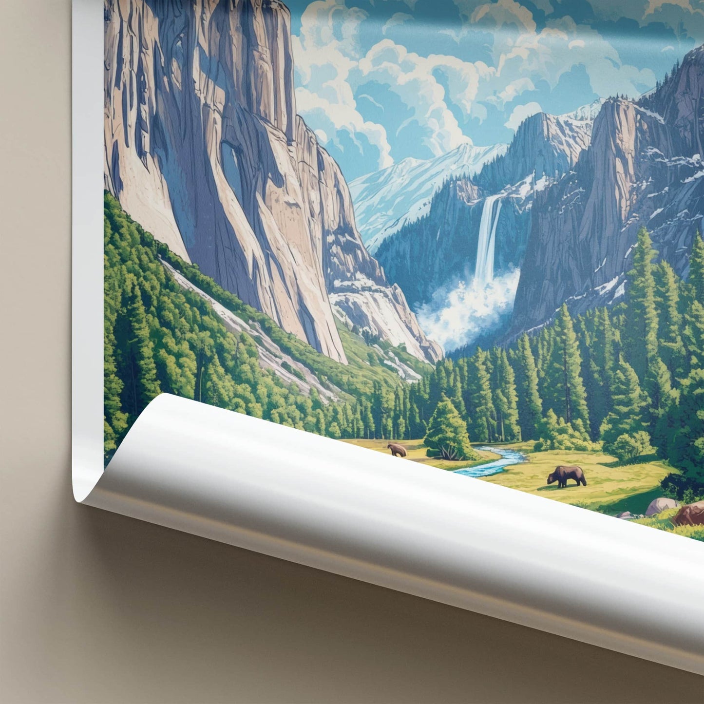 Yosemite Poster - California Travel Art - Bears Mountain Valley Home Decor