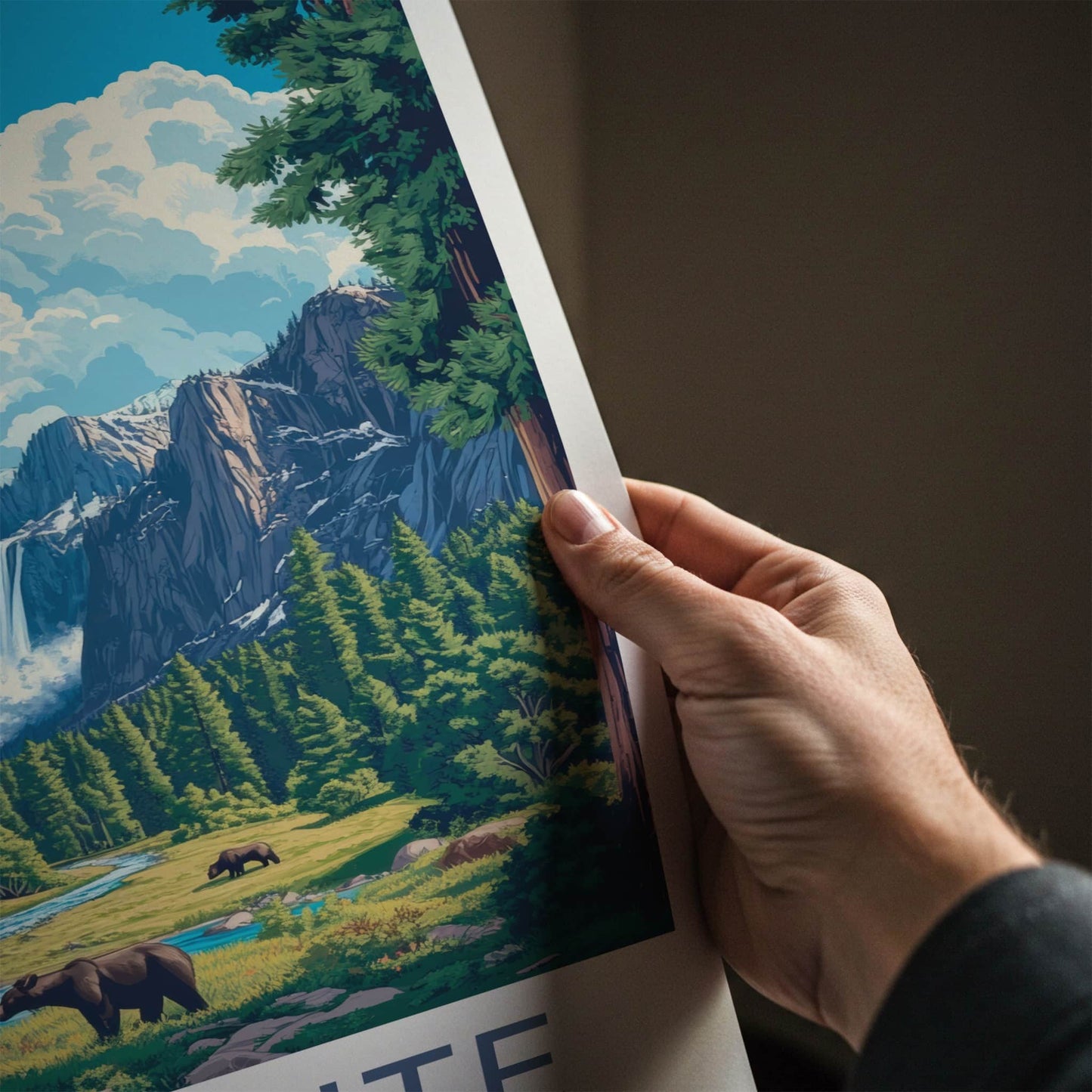 Yosemite Poster - California Travel Art - Bears Mountain Valley Home Decor