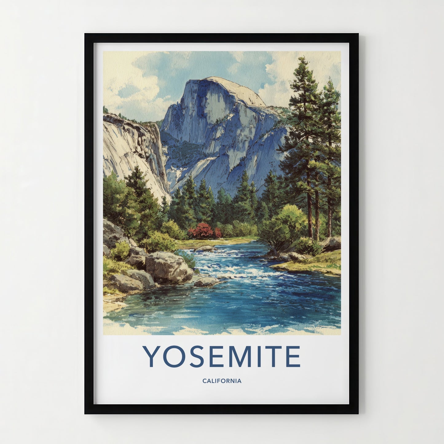 Yosemite Poster - California Wall Art - Half Dome River Wall Art