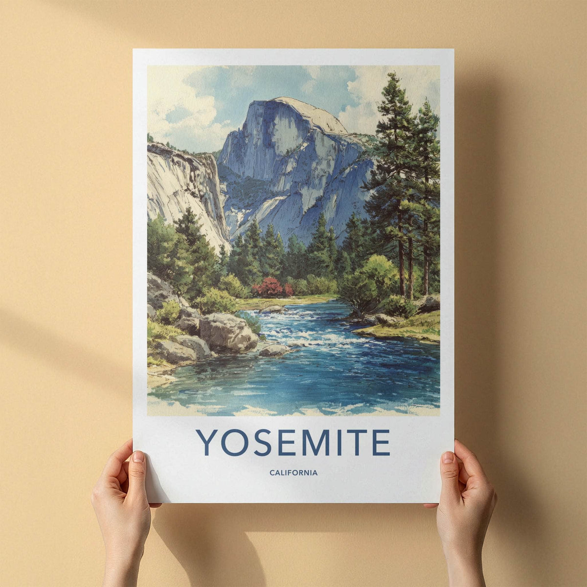 Yosemite Poster - California Wall Art - Half Dome River Wall Art