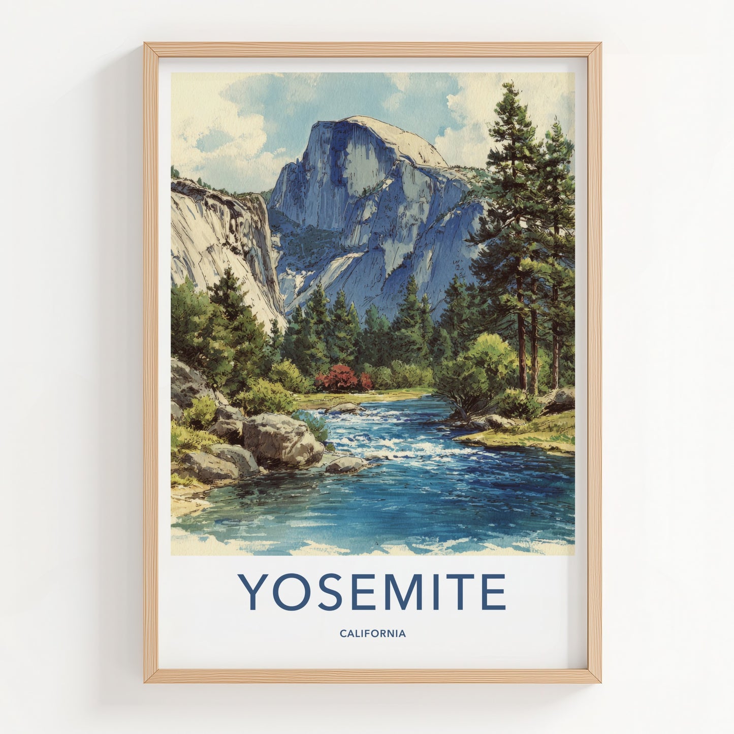 Yosemite Poster - California Wall Art - Half Dome River Wall Art