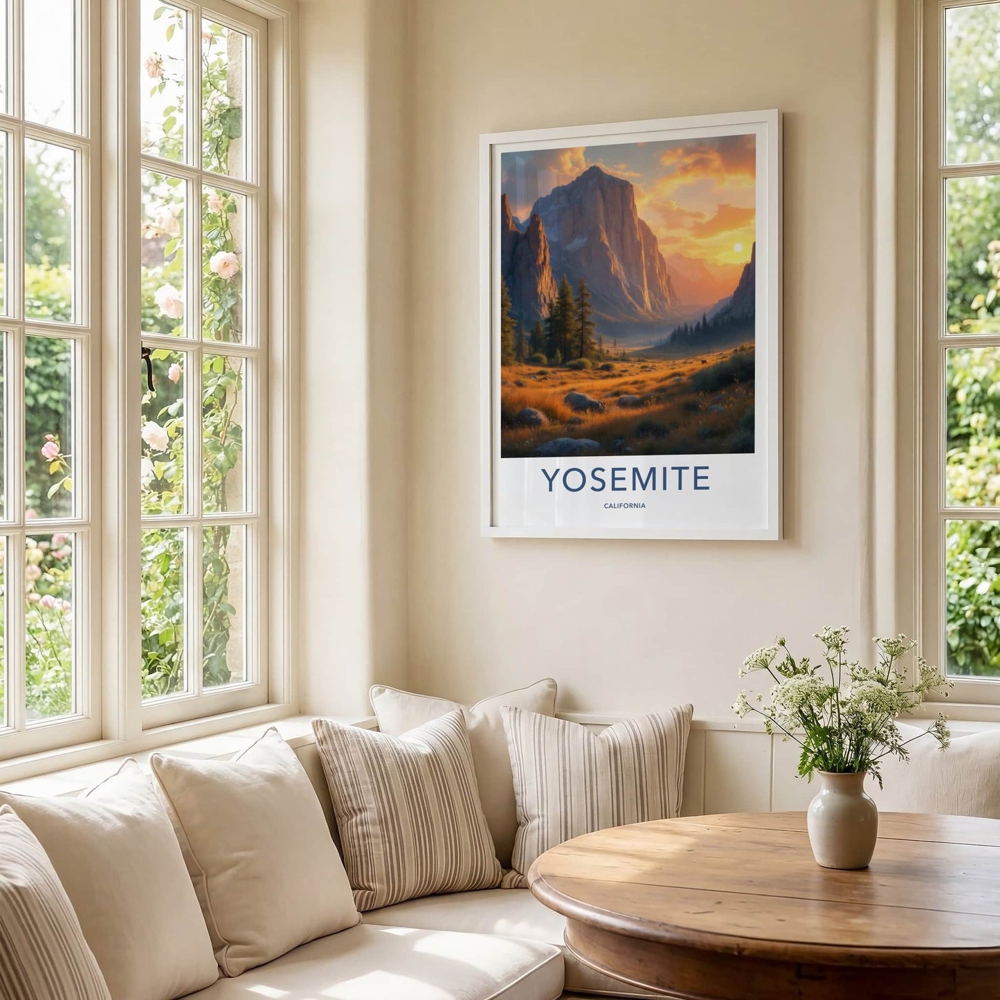 Yosemite Poster - California Wall Art - Valley Sunset Meadow Home Decor