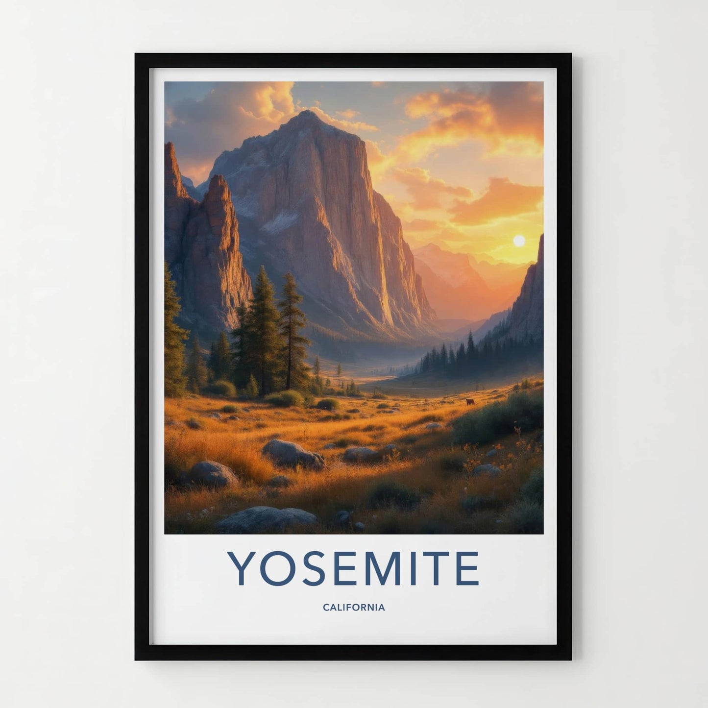 Yosemite Poster - California Wall Art - Valley Sunset Meadow Home Decor