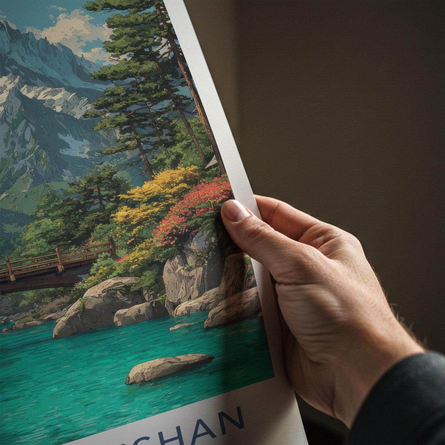 Yulong Xueshan Poster - China Travel Art - Turquoise River Mountains Home Decor