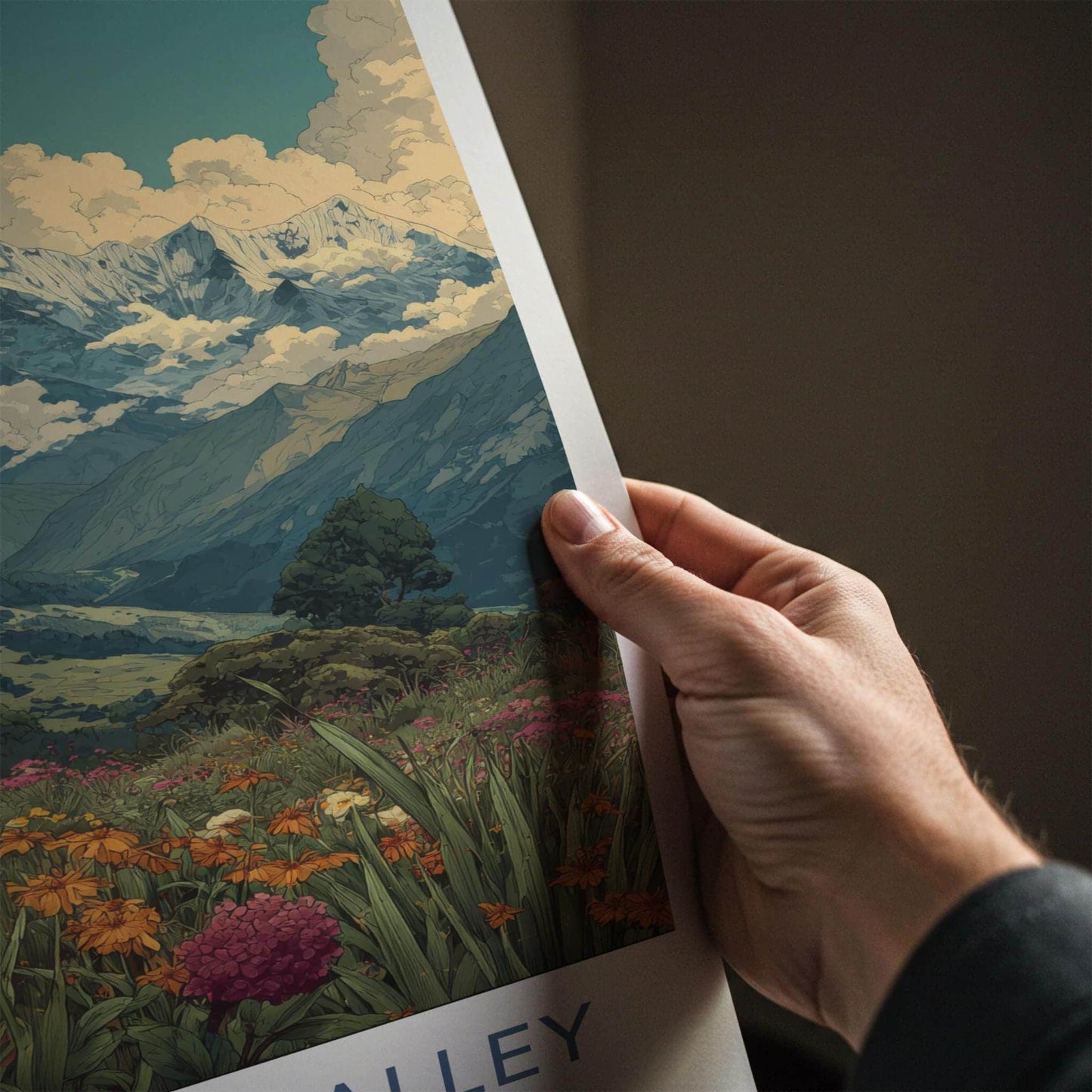 Yumthang Valley Poster - India Travel Art - Sikkim Floral Mountain Vista Home Decor
