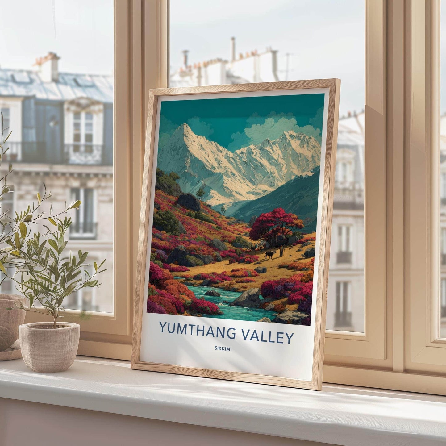 Yumthang Valley Poster - India Travel Art - Sikkim Vibrant Mountain Landscape Home Decor