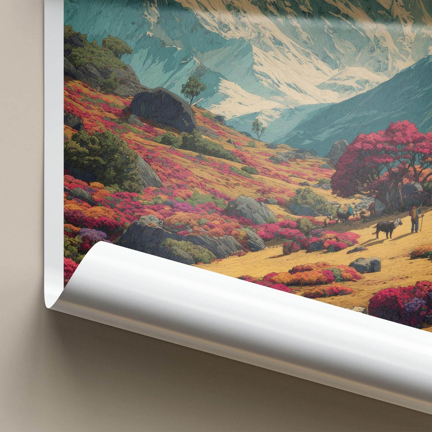 Yumthang Valley Poster - India Travel Art - Sikkim Vibrant Mountain Landscape Home Decor