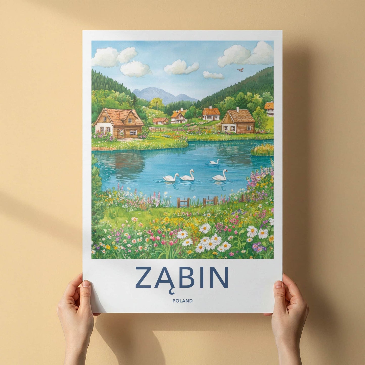 Zabin Poster - Poland Framed Print - Charming Lakeside Village Home Decor