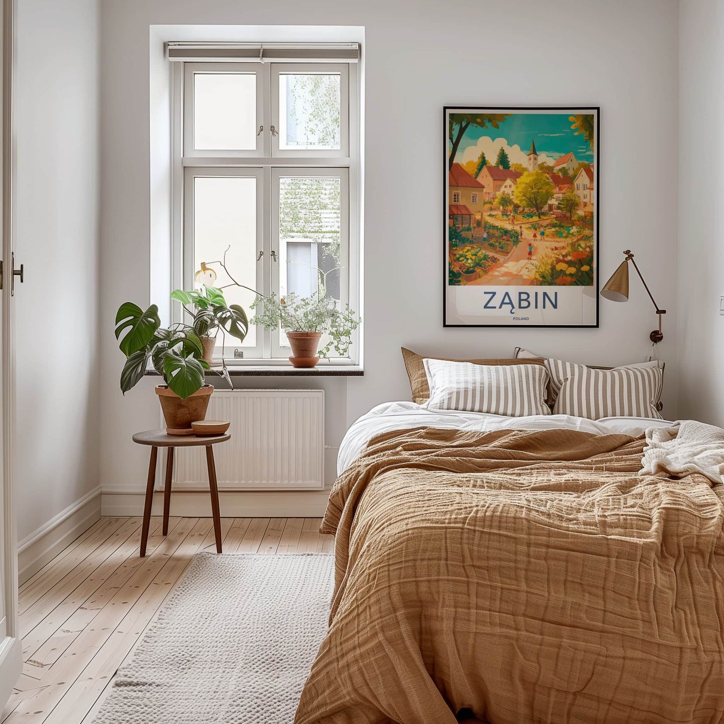 Zabin Poster - Poland Travel Art - Lively village scene Home Decor