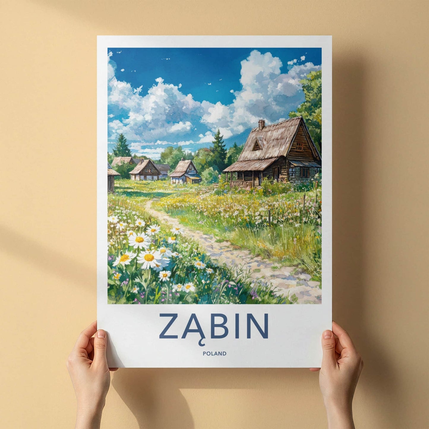 Zabin Poster - Poland Wall Art - Rural Village Wildflowers Home Decor