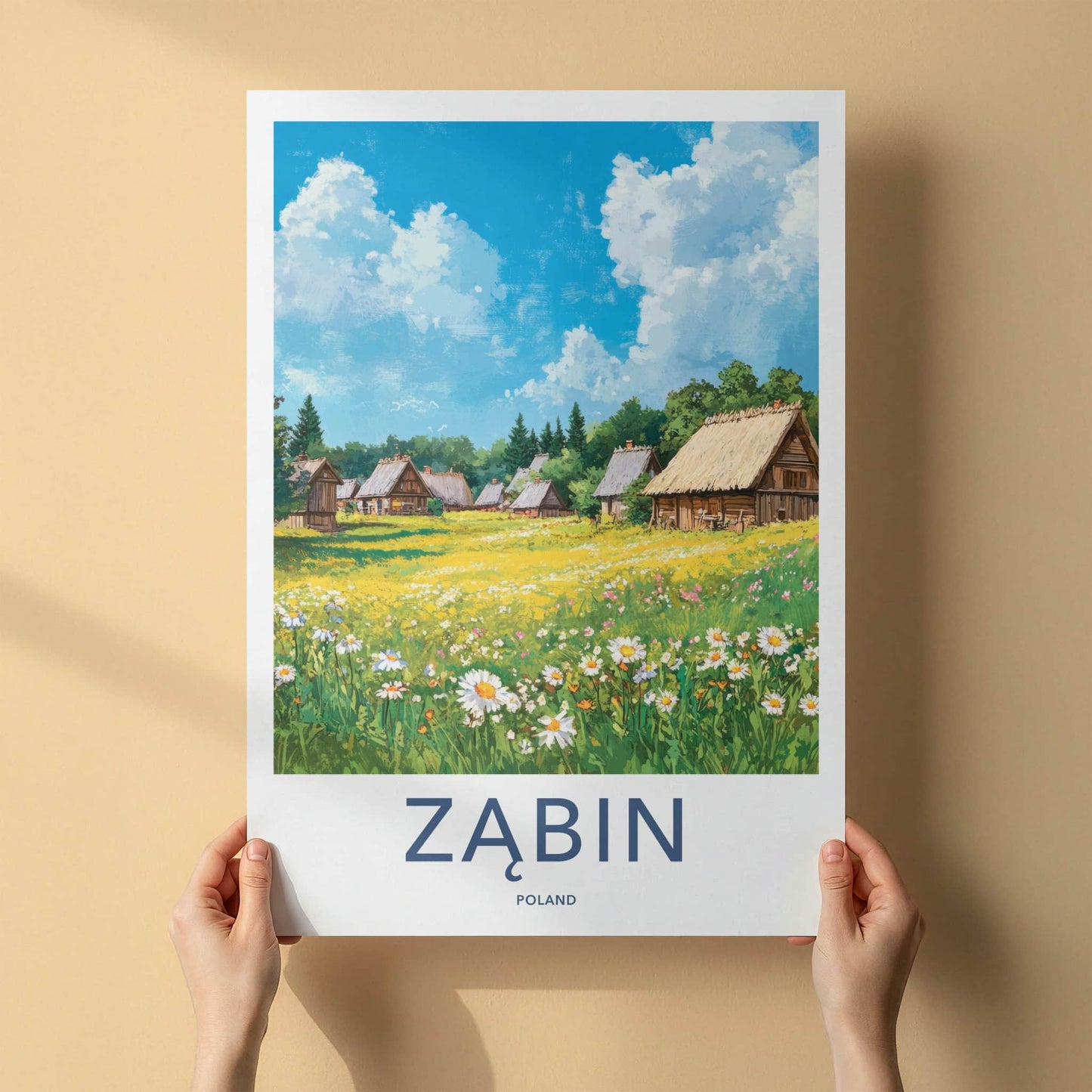 Zabin Poster - Poland Wall Art - Rustic Village Meadow Home Decor