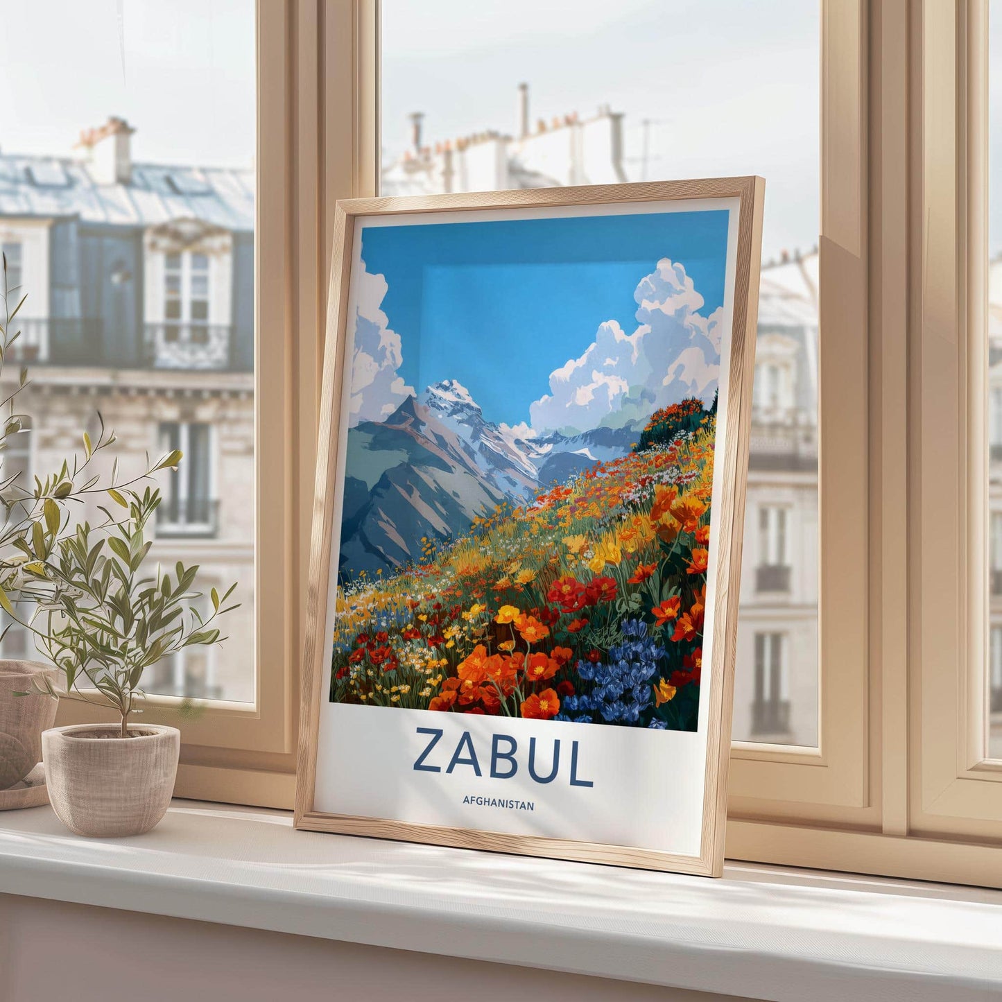 Zabul Poster - Afghanistan Travel Art - Mountain Flower Meadow Home Decor