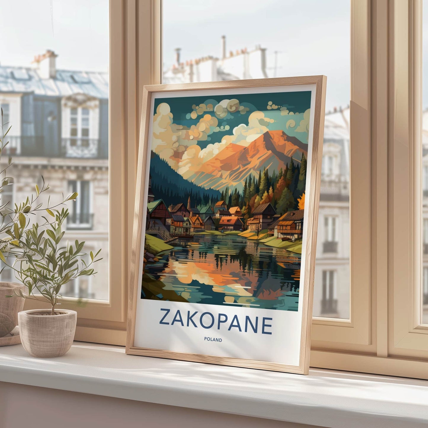 Zakopane Poster - Poland Travel Art - Colorful Alpine Village Home Decor
