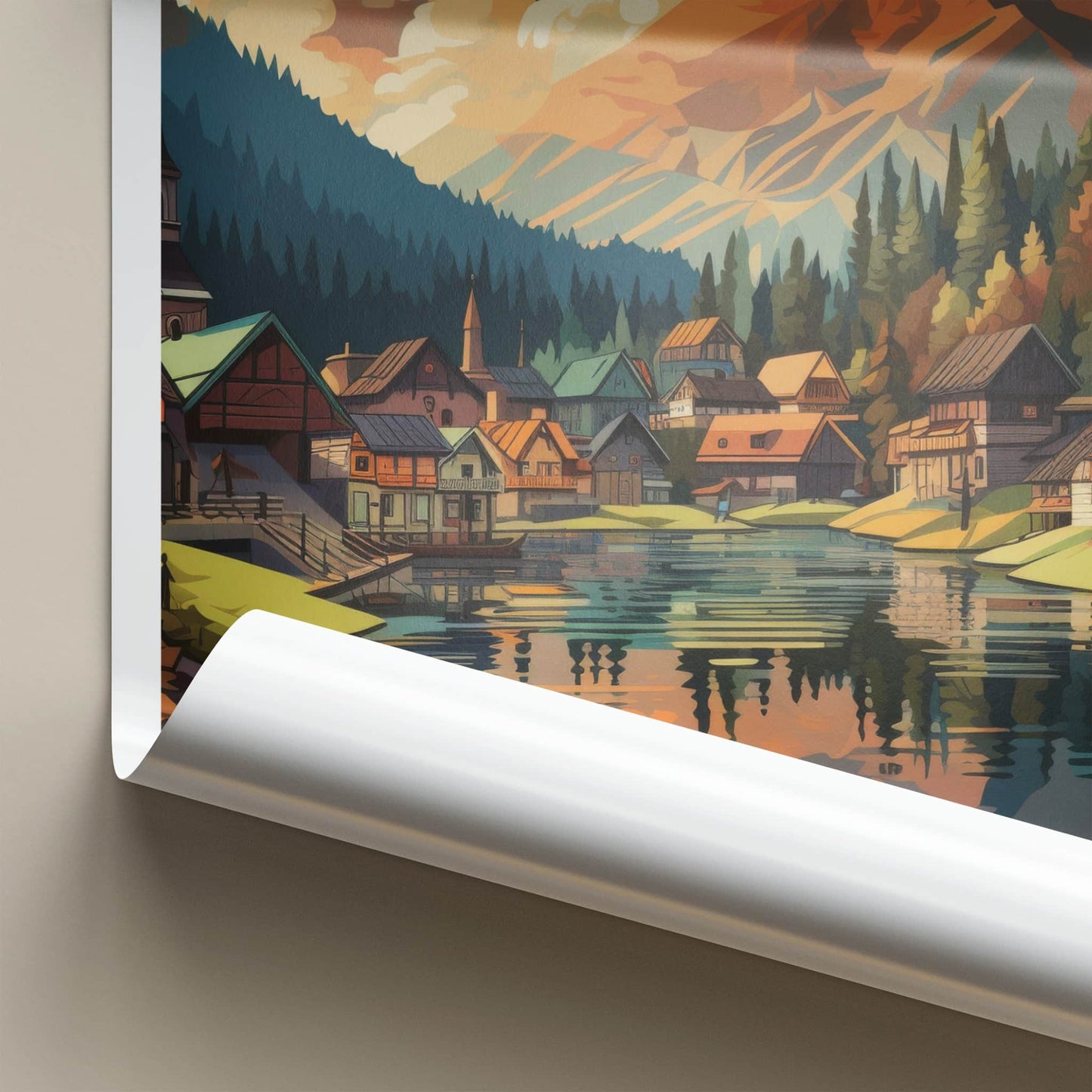 Zakopane Poster - Poland Travel Art - Colorful Alpine Village Home Decor