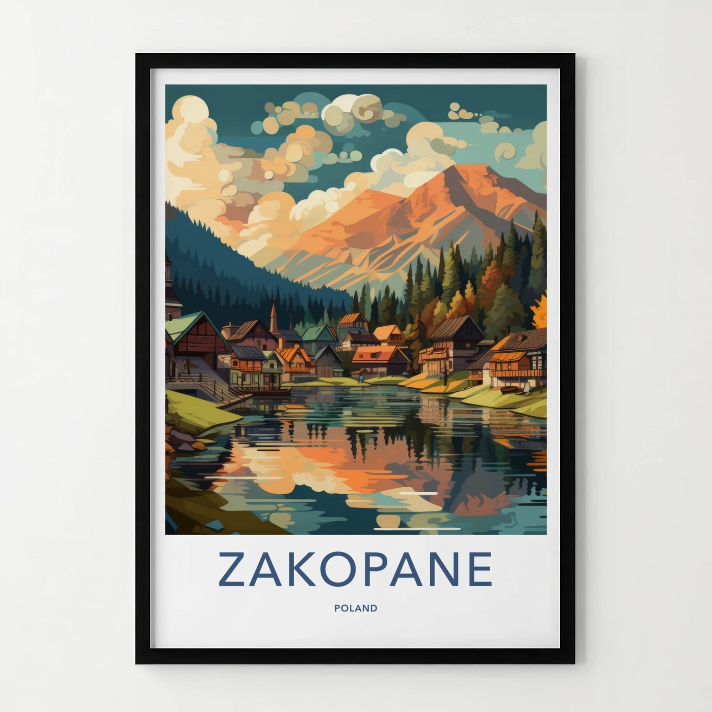 Zakopane Poster - Poland Travel Art - Colorful Alpine Village Home Decor
