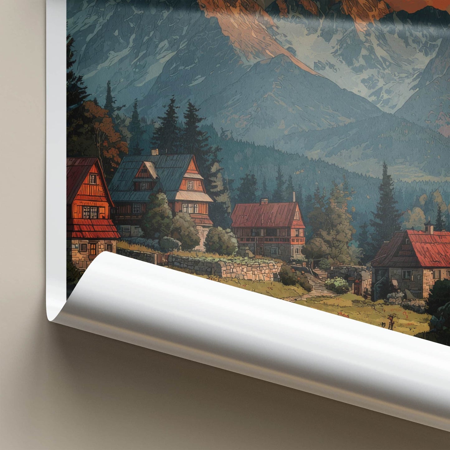 Zakopane Poster - Poland Travel Art - Mountain Village Sunset Wall Decor