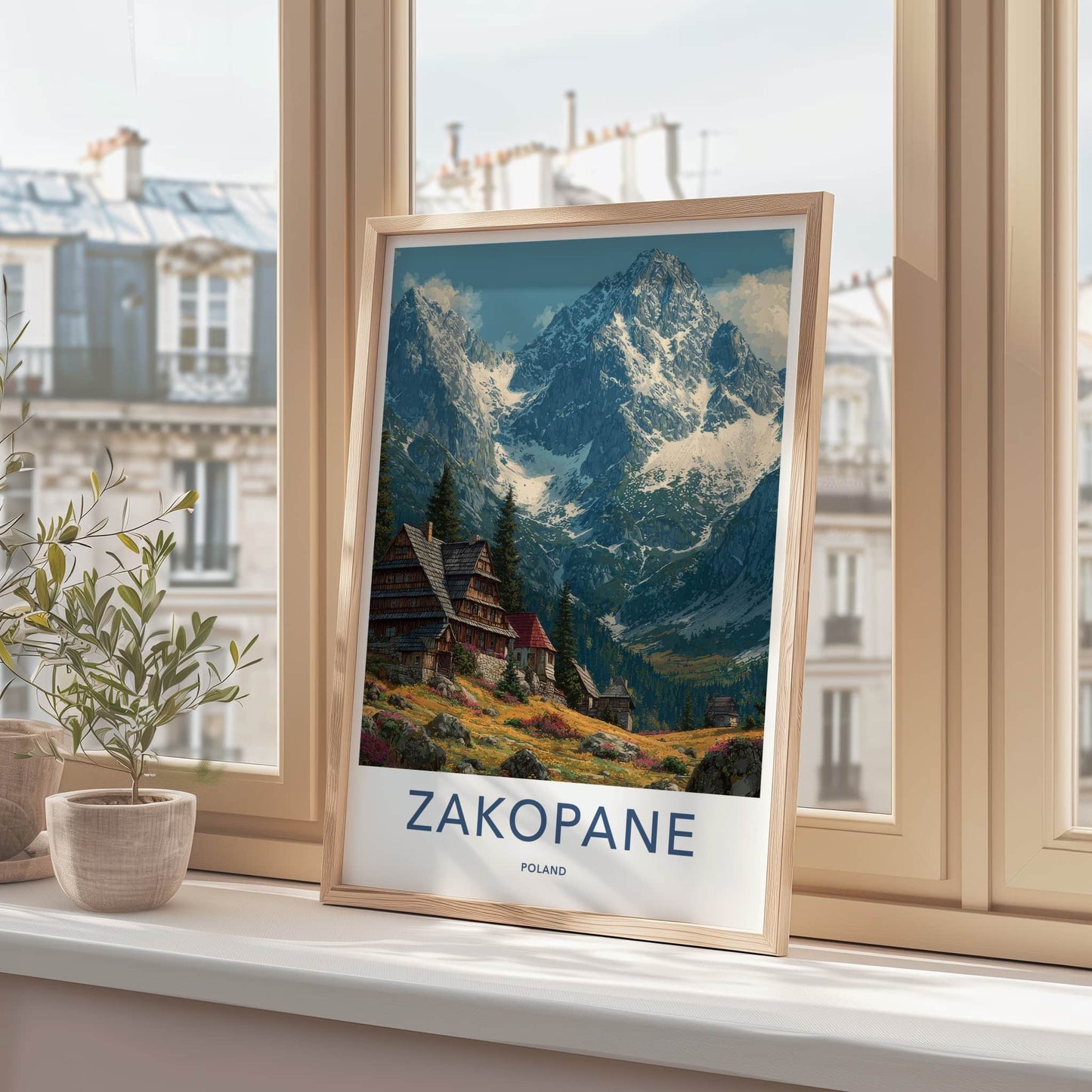 Zakopane Poster - Poland Travel Art - Snowy Peaks Village Home Decor
