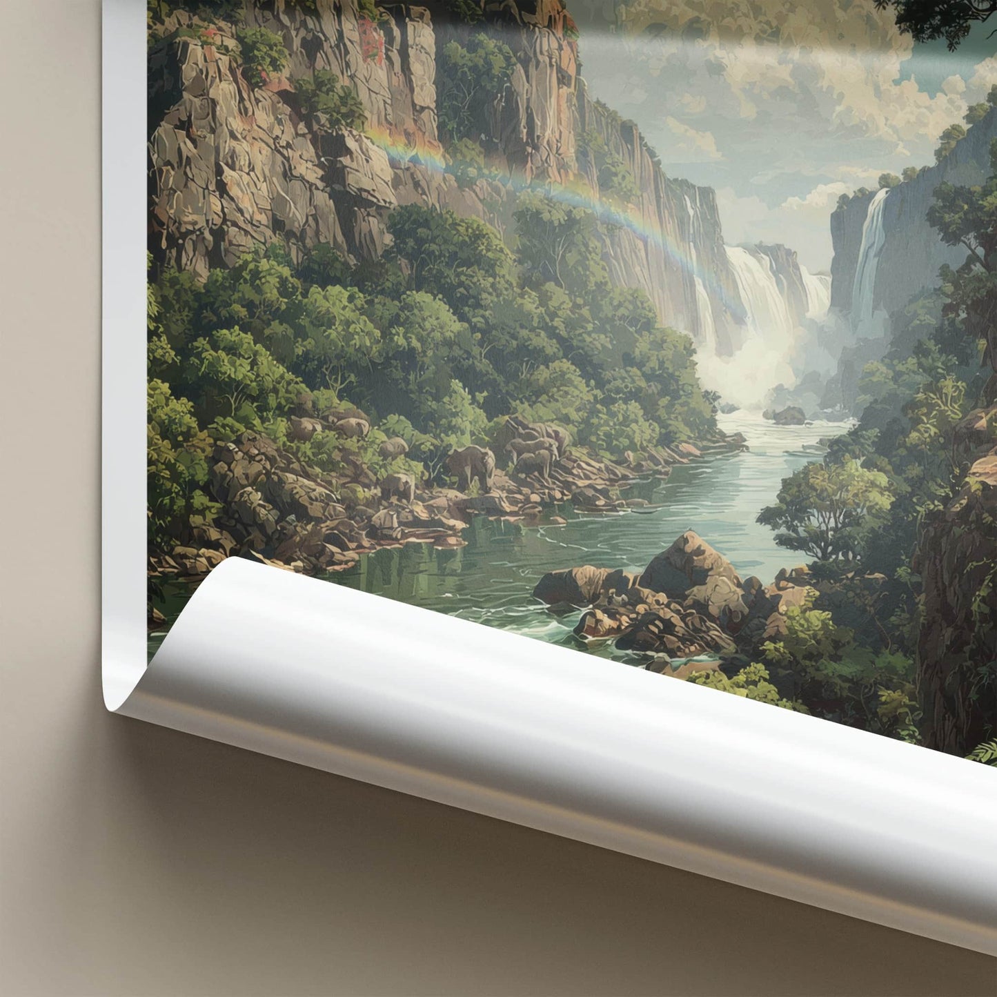 Zambia Poster - Africa Travel Art - Lush River Rainbow Home Decor
