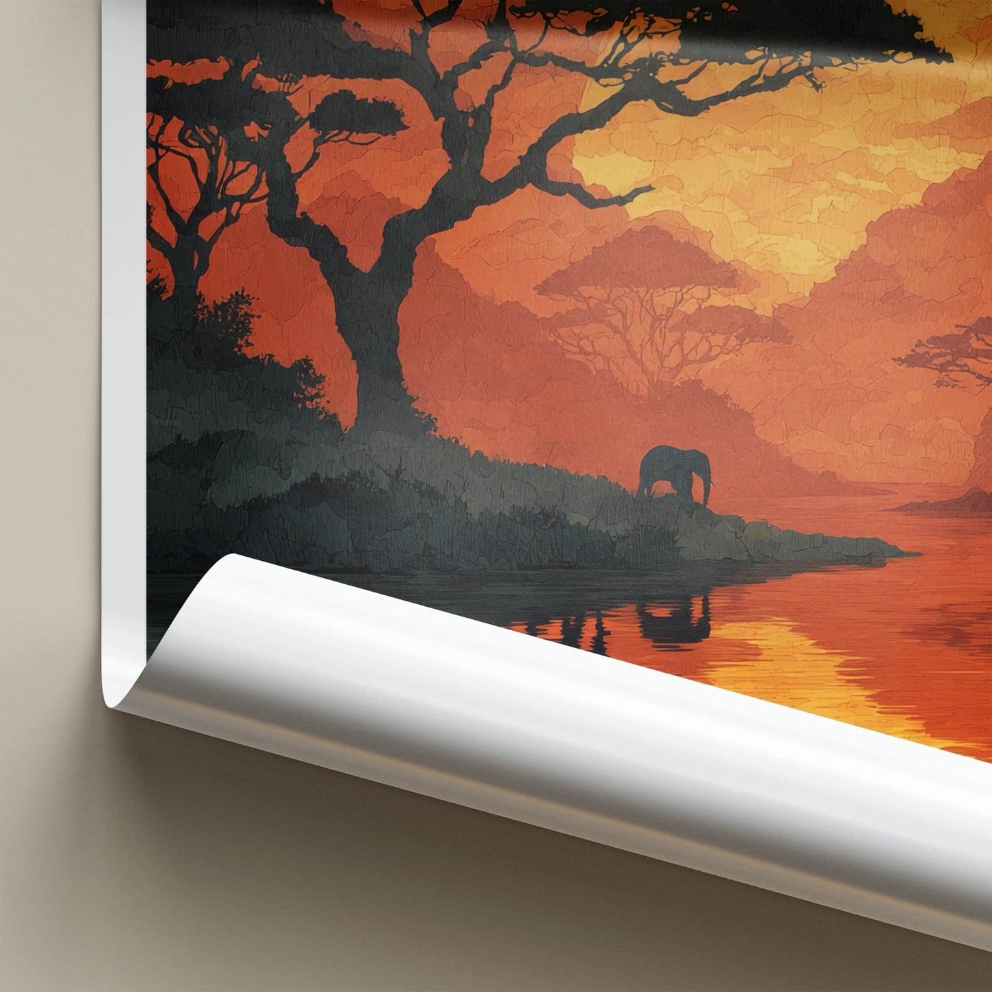 Zambia Poster - Zambia Travel Art - Sunset River Elephant Home Decor