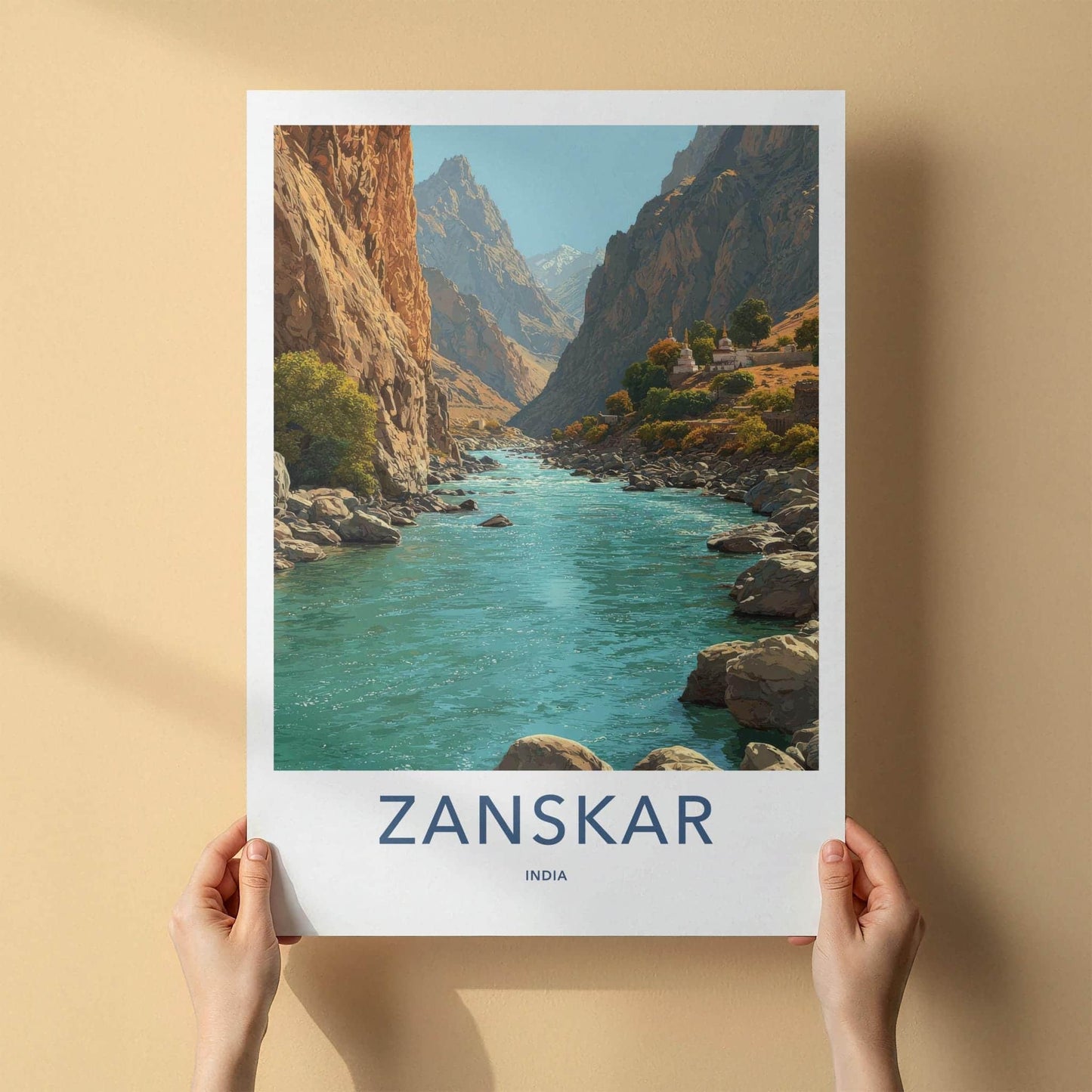 Zanskar Poster - India Travel Print - Ladakh Canyon River Lounge Decor