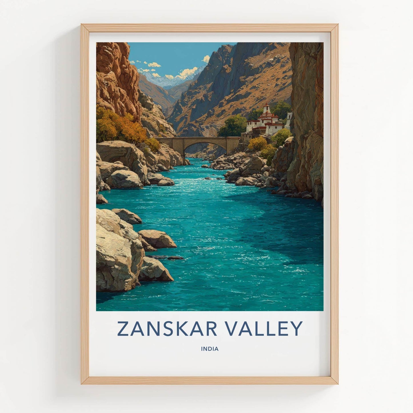 Zanskar Valley Poster - India Art Print - Ladakh Blue River Canyon Home Decor