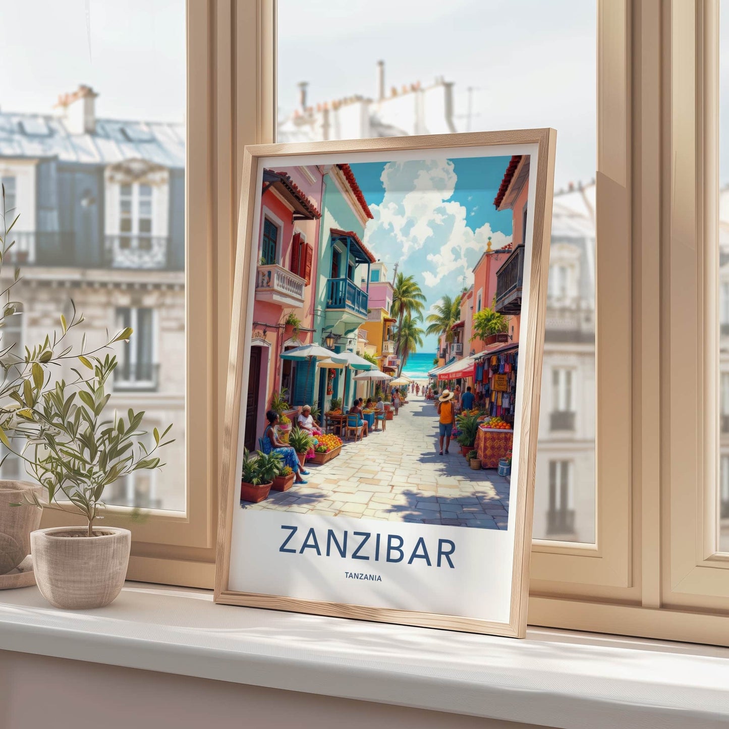 Zanzibar Poster - Tanzania Travel Print - Vibrant Island Marketplace Home Decor